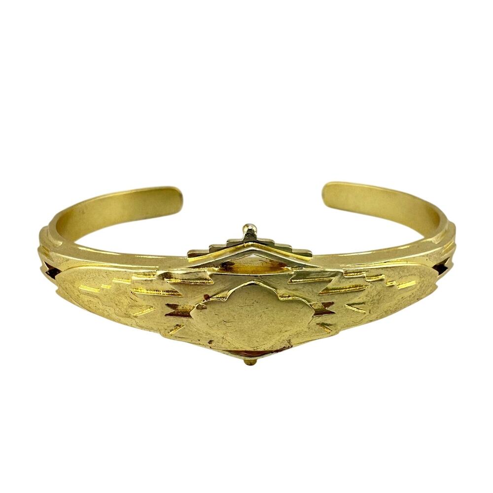 Kendra Scott Southwest Style Shiva 23K Gold Plated Designer Cuff 6.5" Bracelet